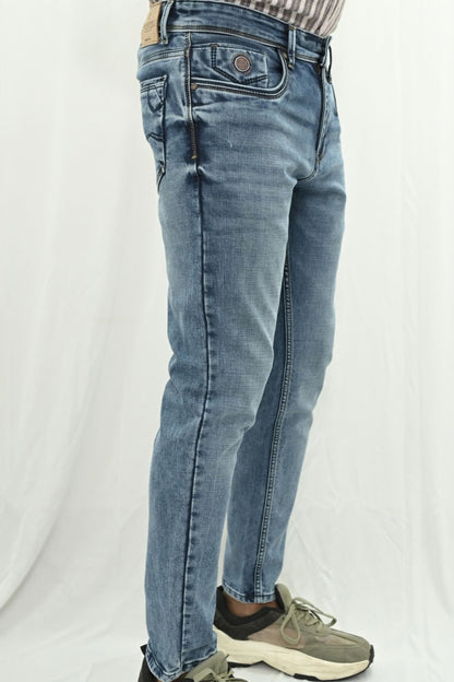 Men's Washed Light Blue Jeans Ankle Fit