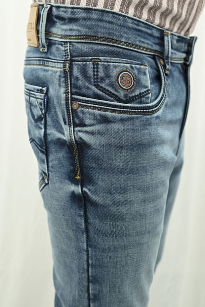 Men's Washed Light Blue Jeans Ankle Fit