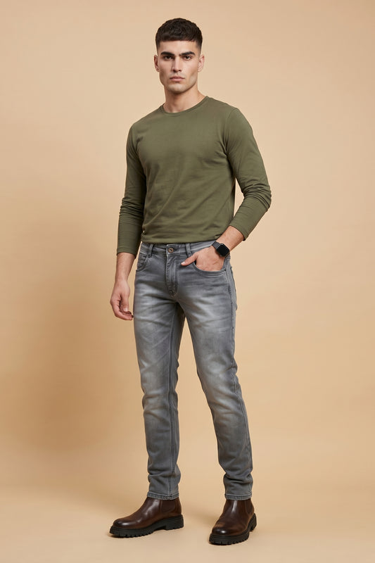 Mens Smoke Grey Slim Fit Jeans