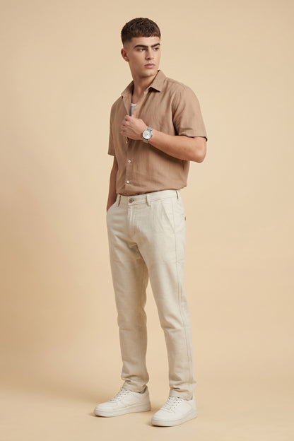 Men's Light Beige Cotton Pant