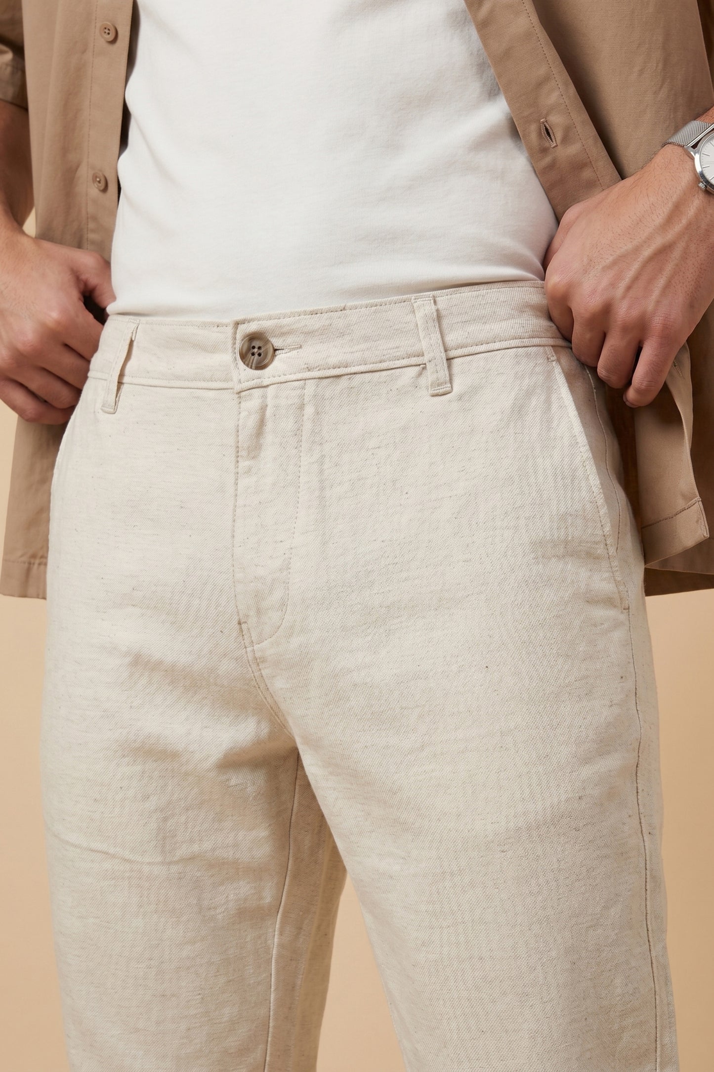Men's Light Beige Cotton Pant