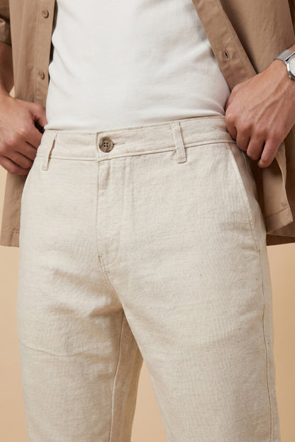 Men's Light Beige Cotton Pant