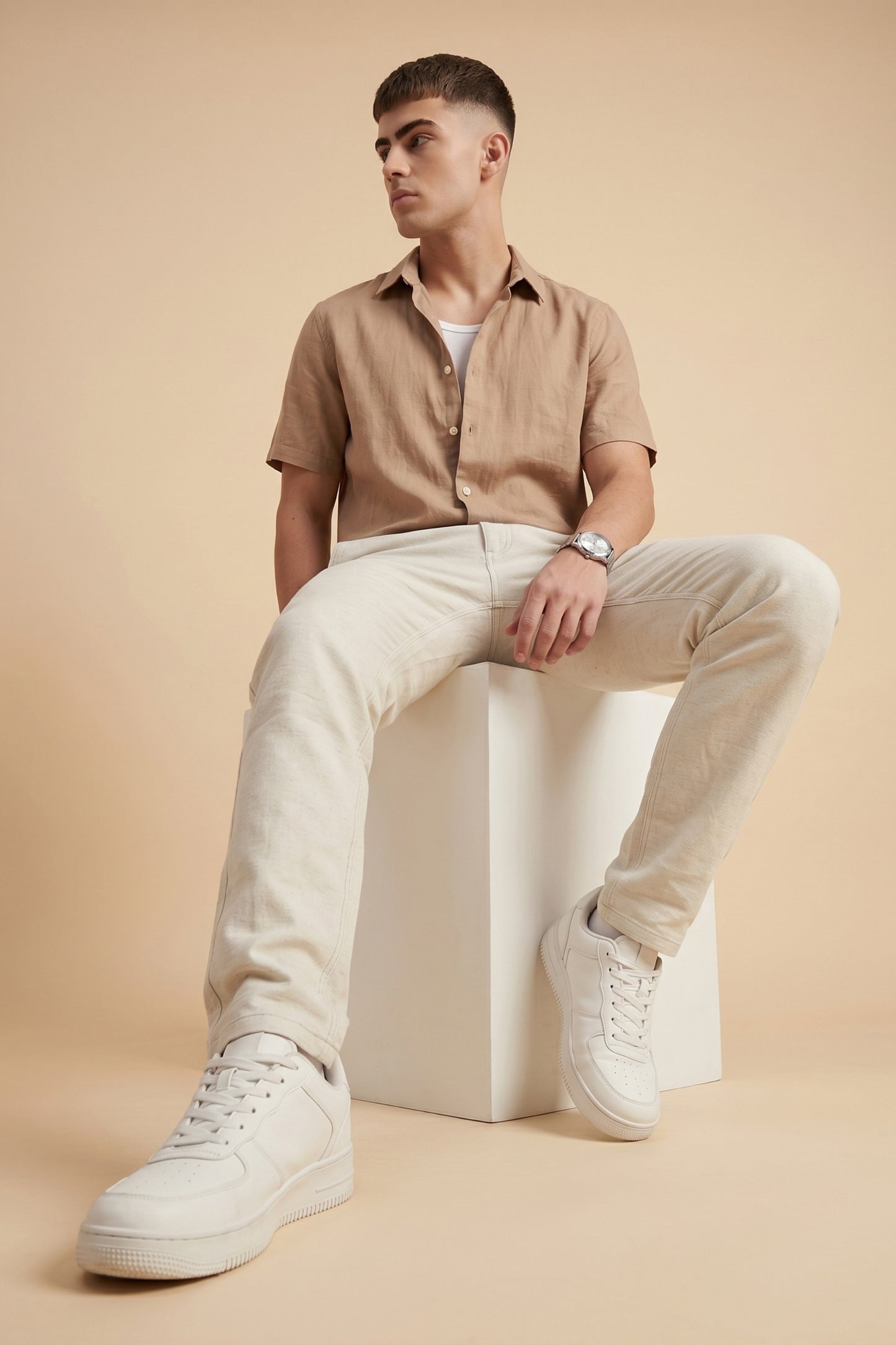 Men's Light Beige Cotton Pant