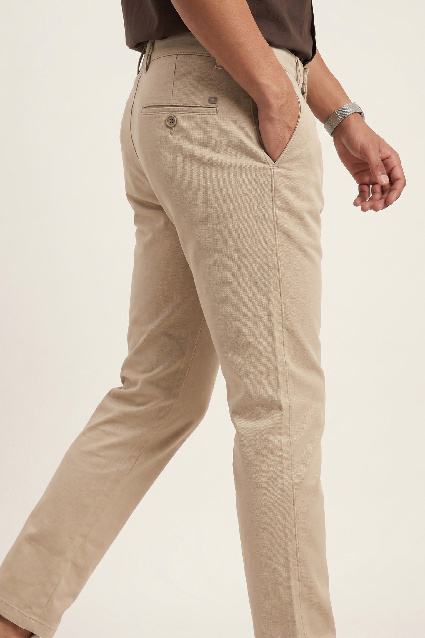 Men's Beige Cotton Pant
