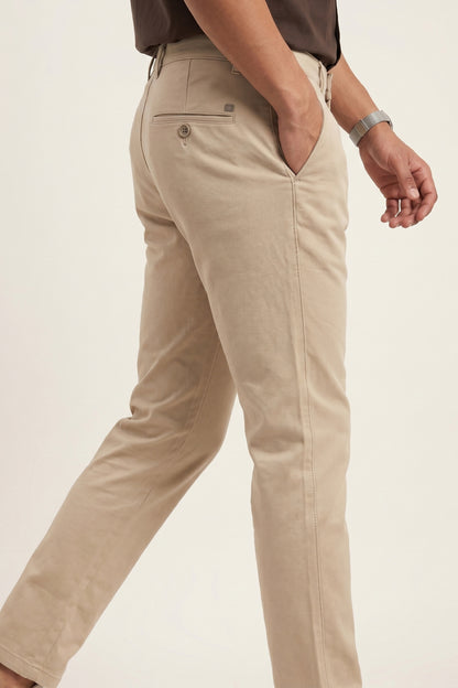 Men's Beige Cotton Pant