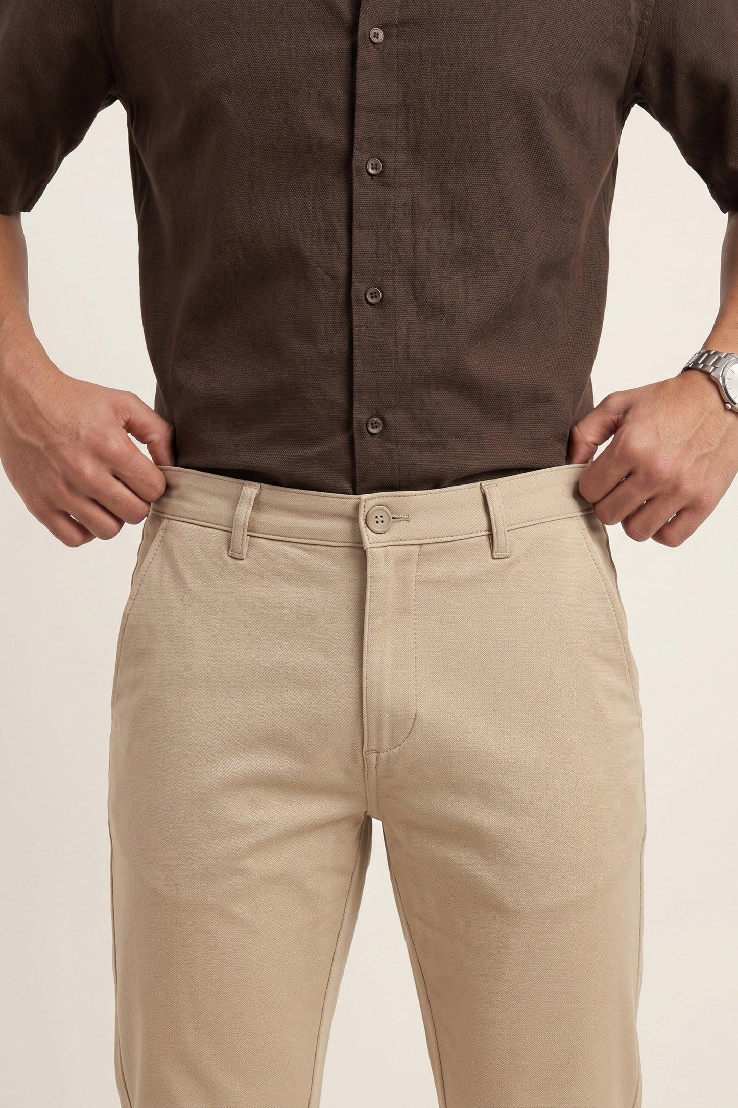 Men's Beige Cotton Pant