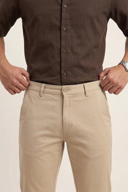 Men's Beige Cotton Pant