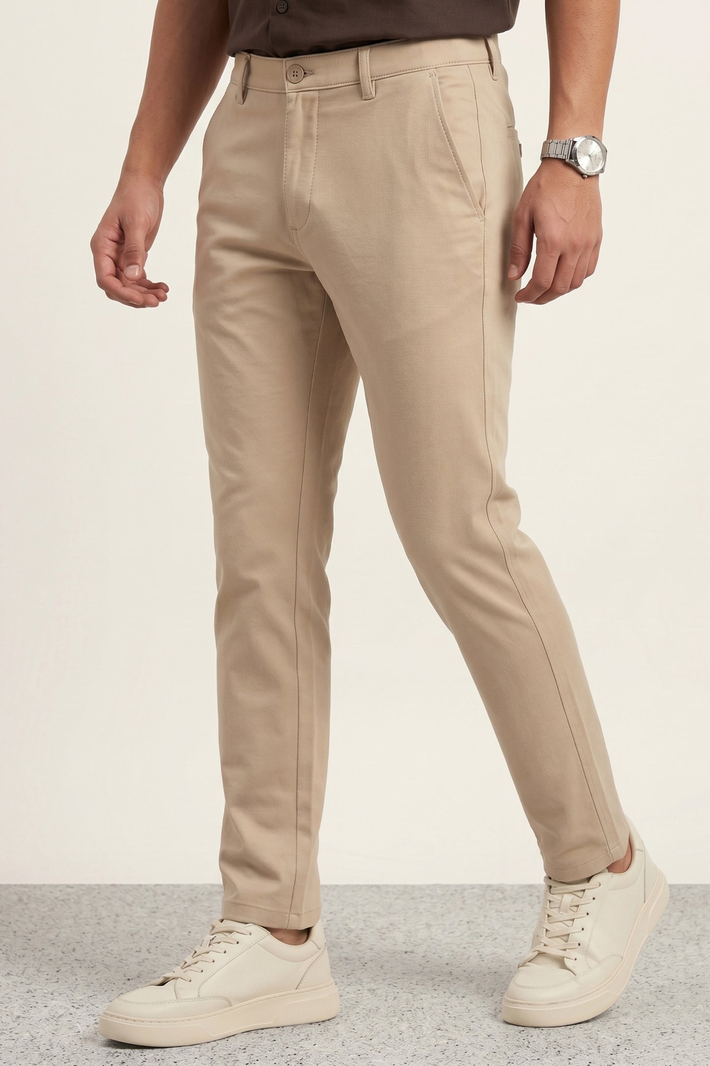 Men's Beige Cotton Pant