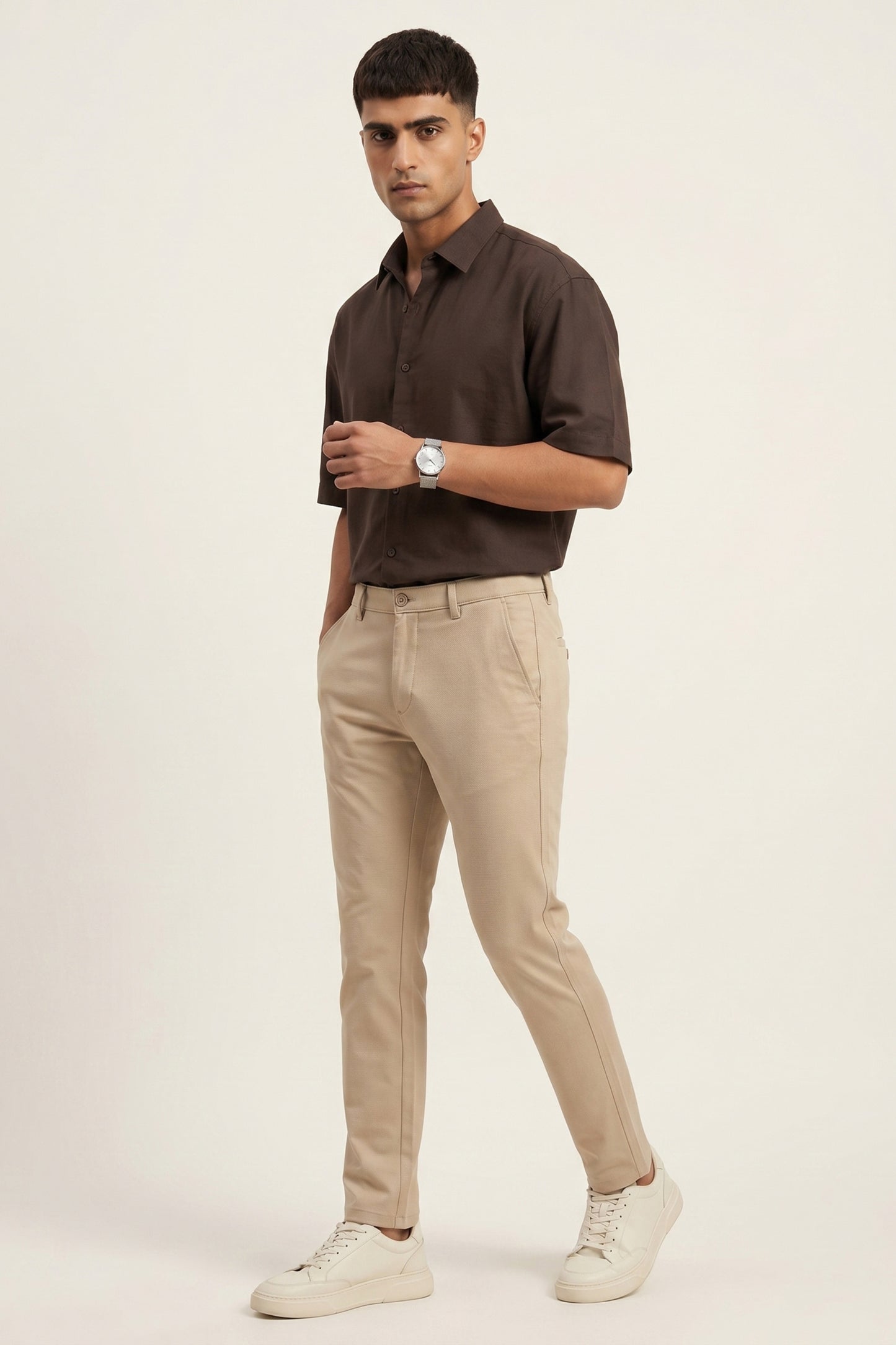Men's Beige Cotton Pant