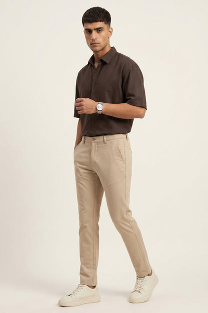 Men's Beige Cotton Pant