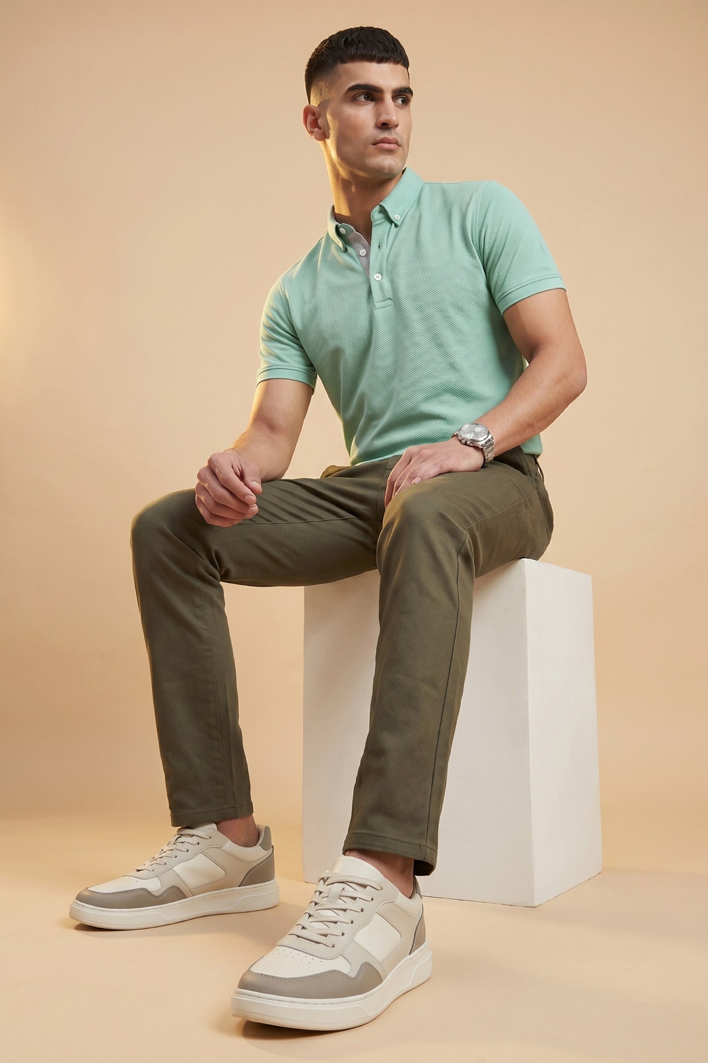 Men's Olive Green Cotton Pant
