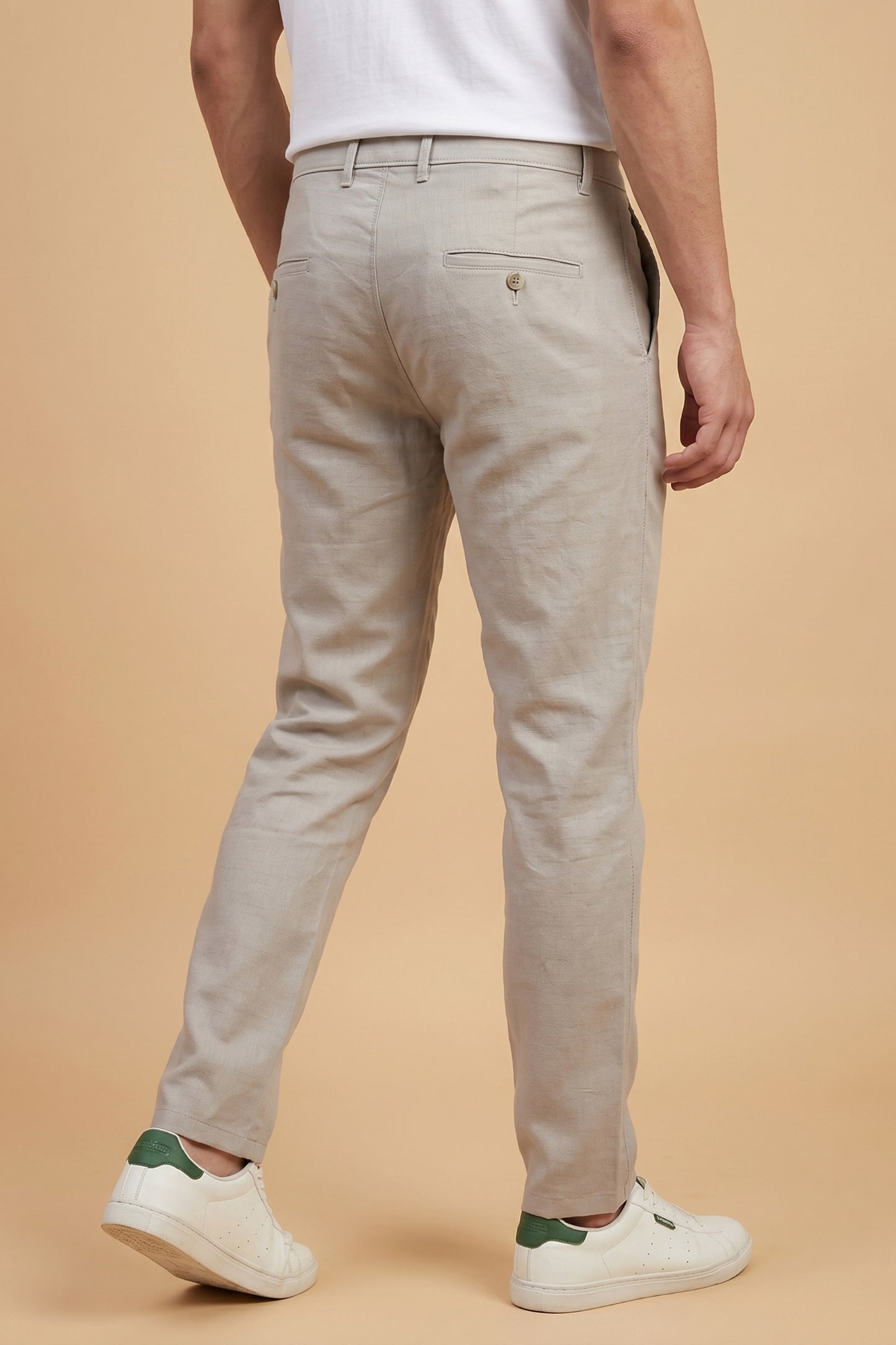 Men's Grey Textured cotton Pant