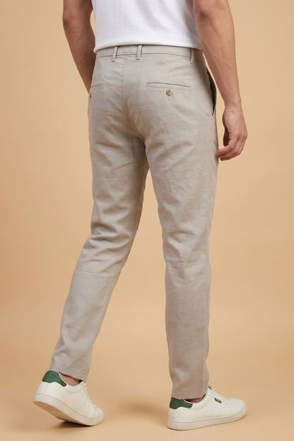 Men's Grey Textured cotton Pant
