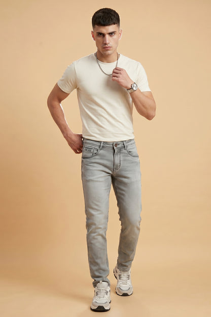 Men Light Grey Slim Fit Stretchable Jeans