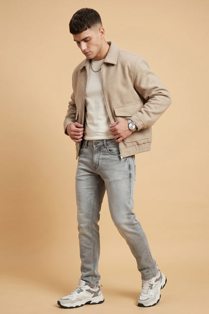 Men Light Grey Slim Fit Stretchable Jeans