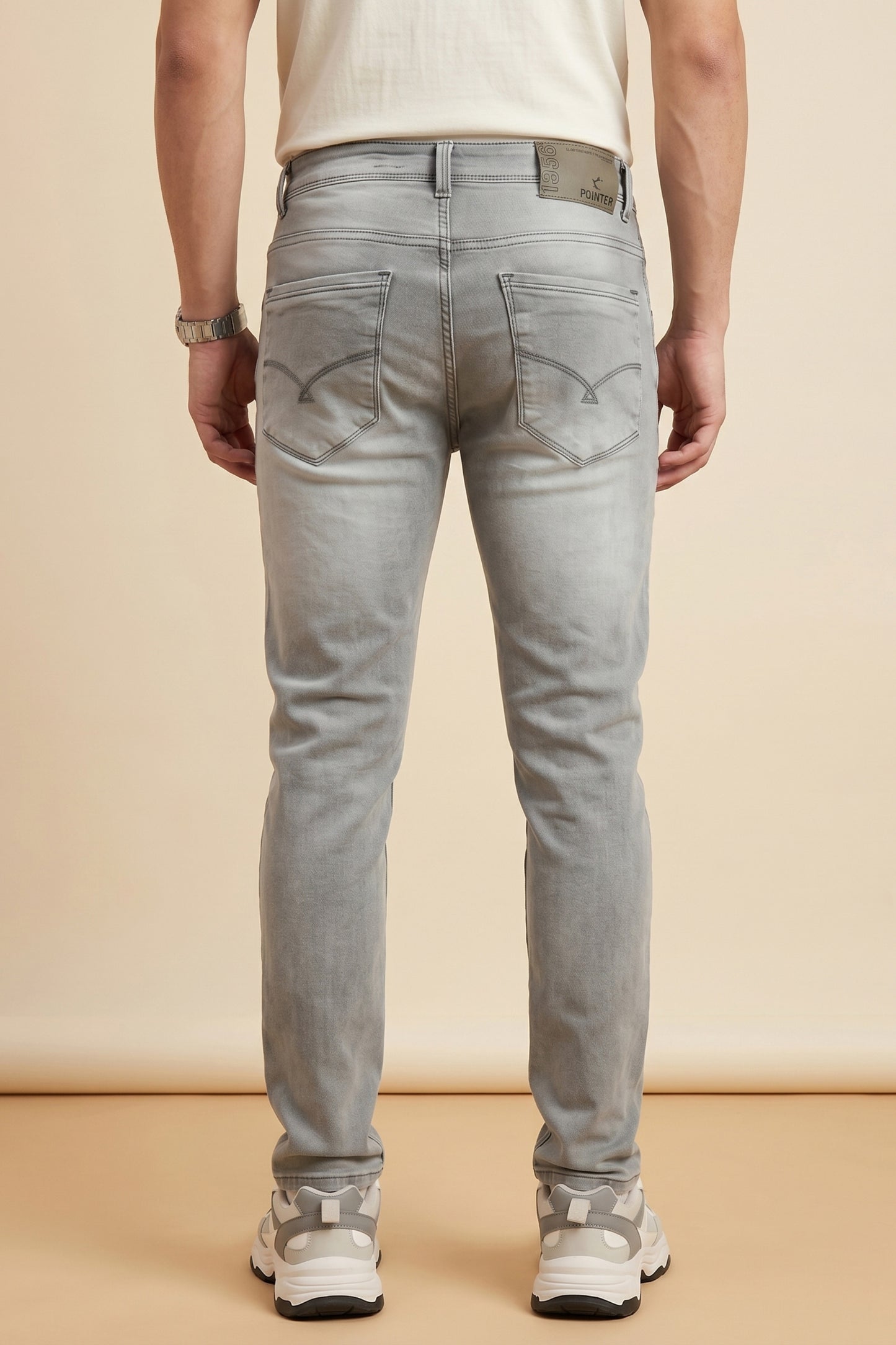 Men Light Grey Slim Fit Stretchable Jeans