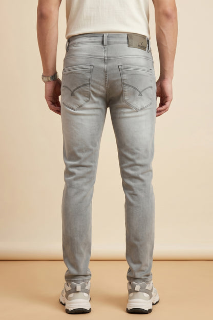 Men Light Grey Slim Fit Stretchable Jeans