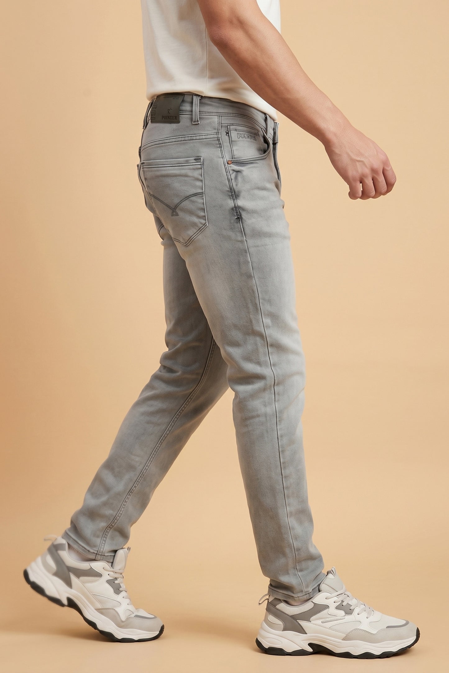Men Light Grey Slim Fit Stretchable Jeans