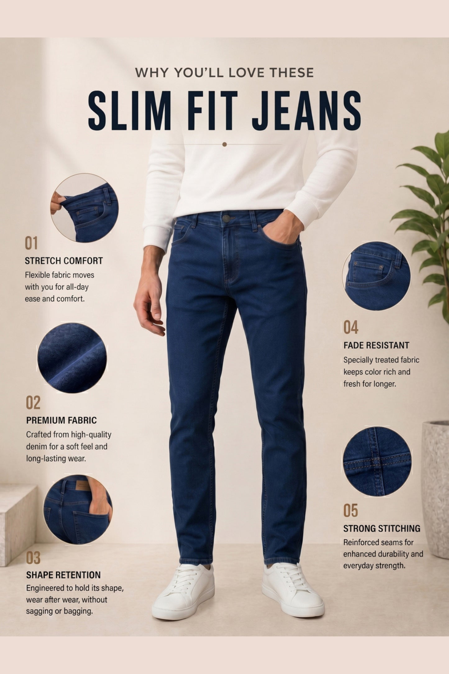 Men Integrity Blue slim Fit Stretchable Cotton Jeans
