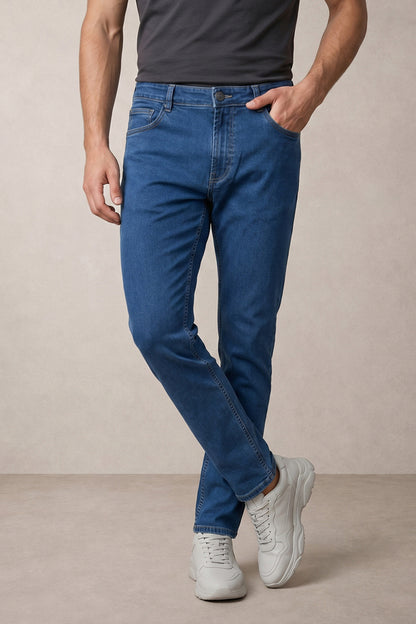 Men Light Blue slim Fit Stretchable Cotton Jeans