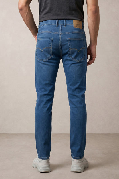 Men Light Blue slim Fit Stretchable Cotton Jeans