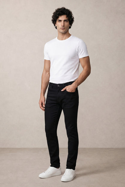 Men black Slim Fit Mid-Rise Stretchable Jeans