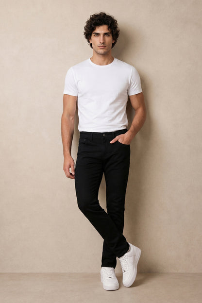 Men black Slim Fit Mid-Rise Stretchable Jeans