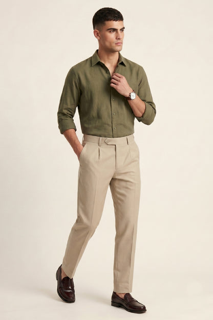 Men cream Slim Fit Formal Pants