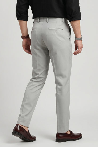 Men light grey textured Slim Fit Formal Pants