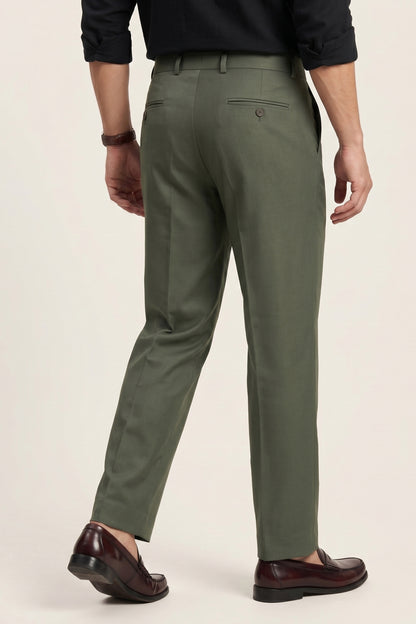 Men green Slim Fit Formal Pants