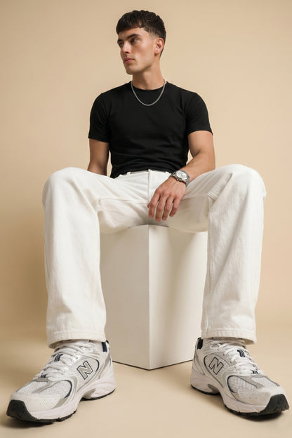 Men White Slim Fit Stretchable Jeans