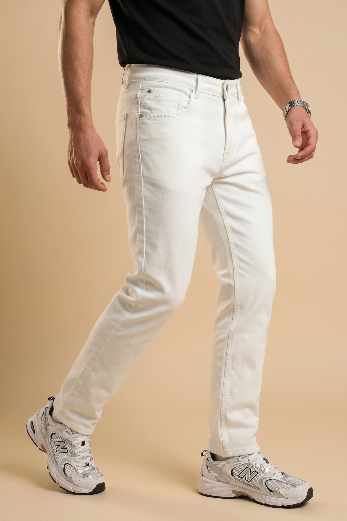Men White Slim Fit Stretchable Jeans