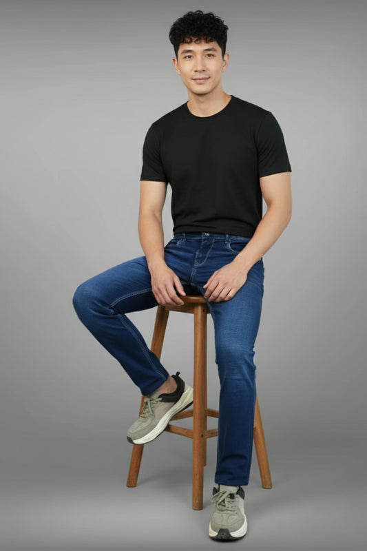 Premium Dark Blue Denim Jeans For Men | Slim Fit Pointer Jeans