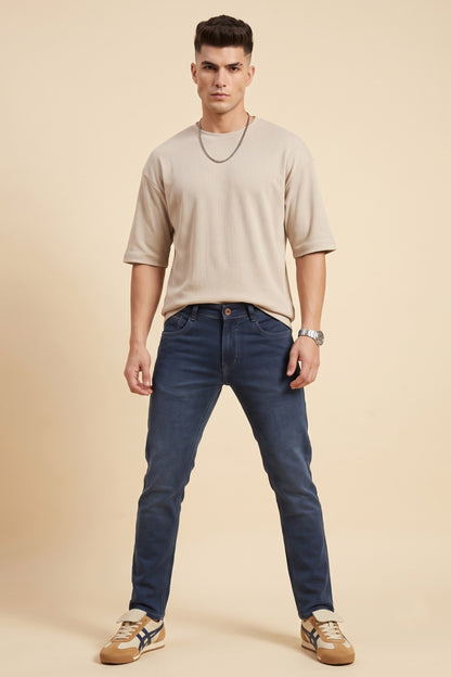 Men's steel blue slim fit stretch jeans by Pointer Jeans, alternate view 2
