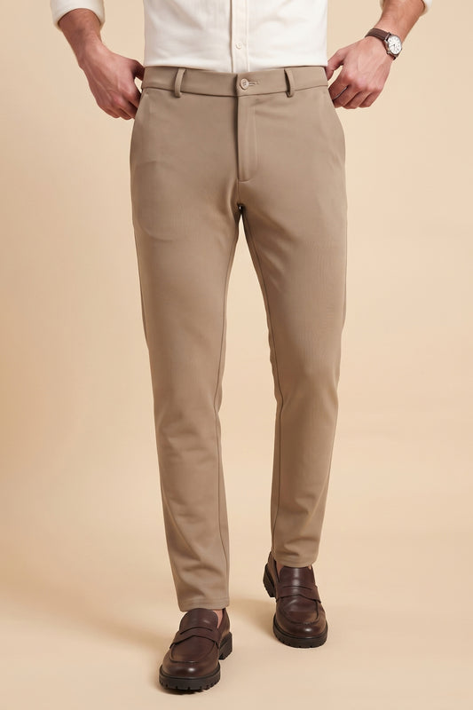 Taupe brown Makhan stretch pants for men by Pointer Jeans