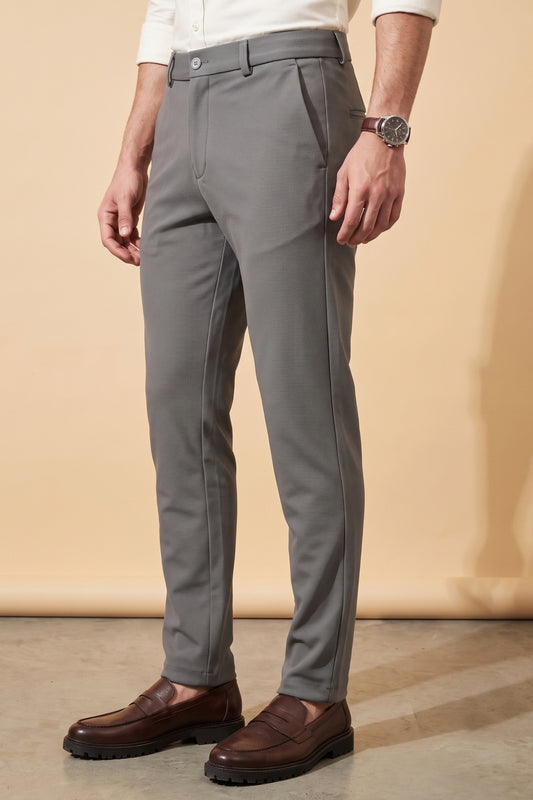 Grey Makhan stretch pants for men by Pointer Jeans