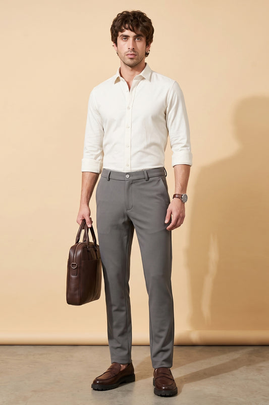 Grey Makhan stretch pants for men by Pointer Jeans, alternate view 1