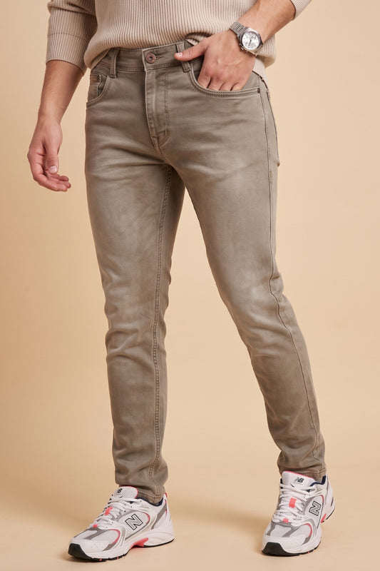 Men's taupe grey slim fit stretch jeans by Pointer Jeans