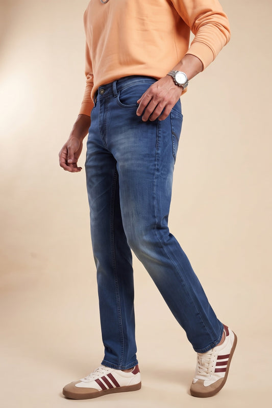 Deep Indigo Straight Fit Jeans for Men – Stretch Denim