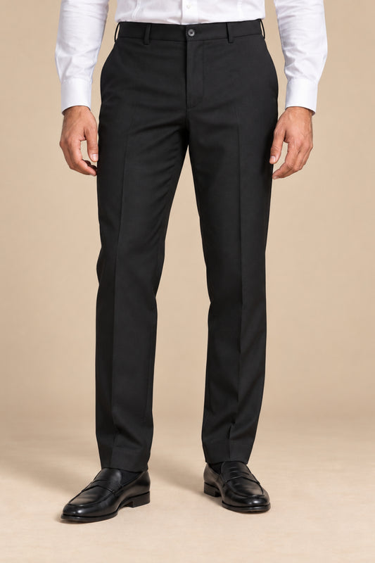 Black Slim Fit Formal Pants for Men – Tailored Office Wear
