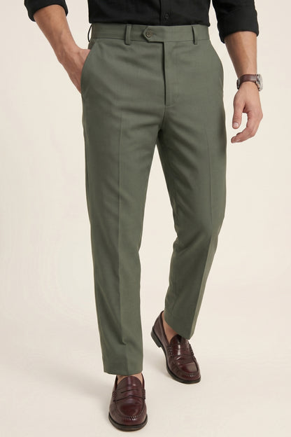 Green Slim Fit Formal Pants for Men – Wrinkle-Resistant – product view 4
