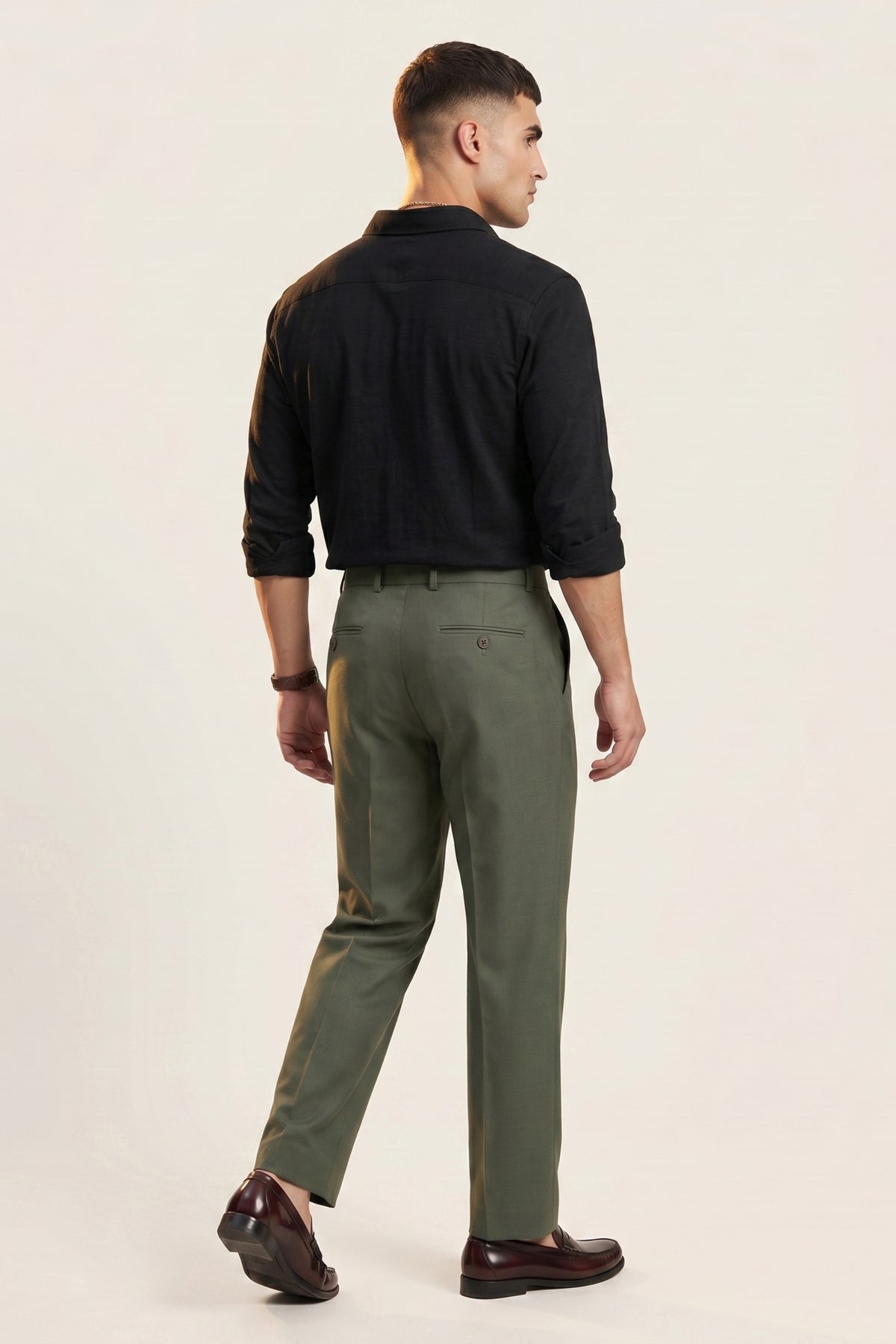 Green Slim Fit Formal Pants for Men – Wrinkle-Resistant – product view 5
