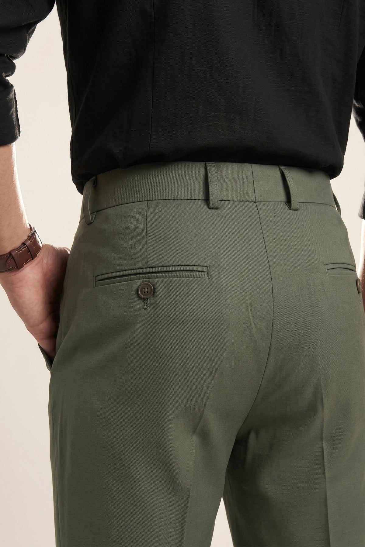 Green Slim Fit Formal Pants for Men – Wrinkle-Resistant – product view 8