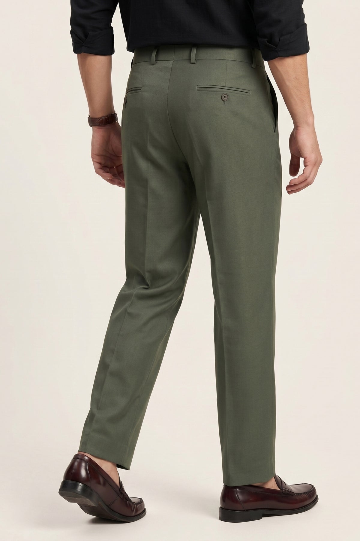 Green Slim Fit Formal Pants for Men – Wrinkle-Resistant – product view 9
