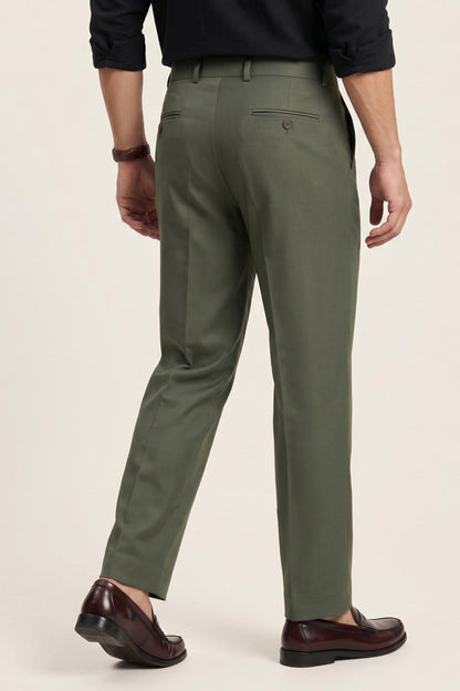 Green Slim Fit Formal Pants for Men – Wrinkle-Resistant – product view 9