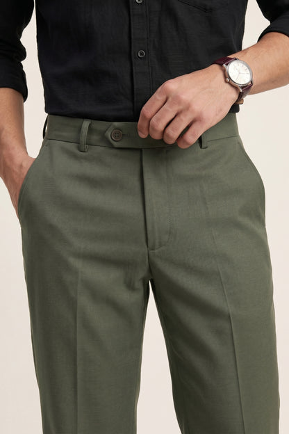 Green Slim Fit Formal Pants for Men – Wrinkle-Resistant – product view 3