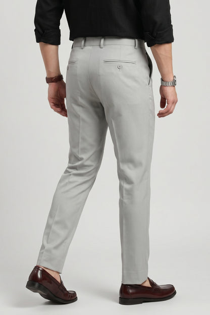 Men light grey textured Slim Fit Formal Pants – product view 2
