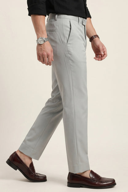 Men light grey textured Slim Fit Formal Pants – product view 5