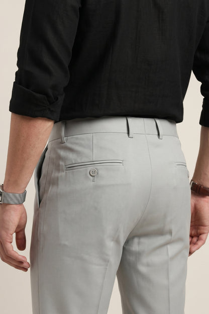 Men light grey textured Slim Fit Formal Pants – product view 6