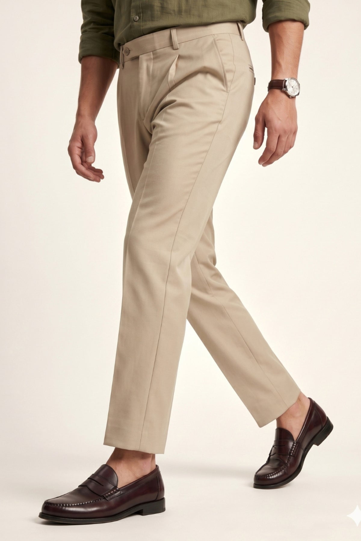 Men cream Slim Fit Formal Pants – product view 4